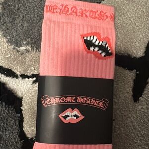 Chrome Hearts Pink Lip Design Socks
